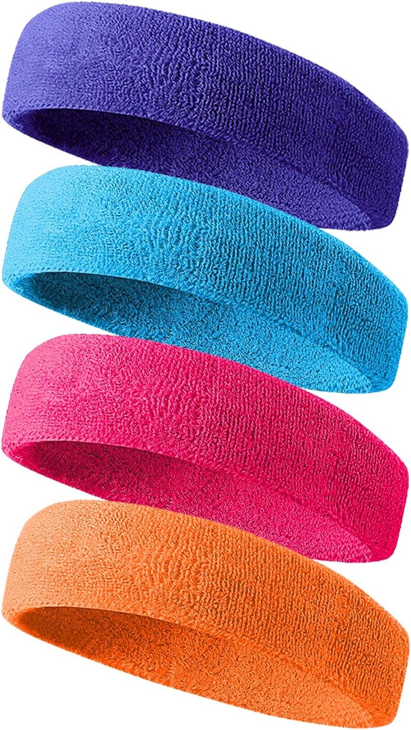 Tanluhu Sweatbands Sport Headbands for Men & Women,Terry Cloth Sweat Band for Tennis, Running, Basketball, Working Out, Execise - Athletic Sweat Cotton Headband Outdoor - Image 1